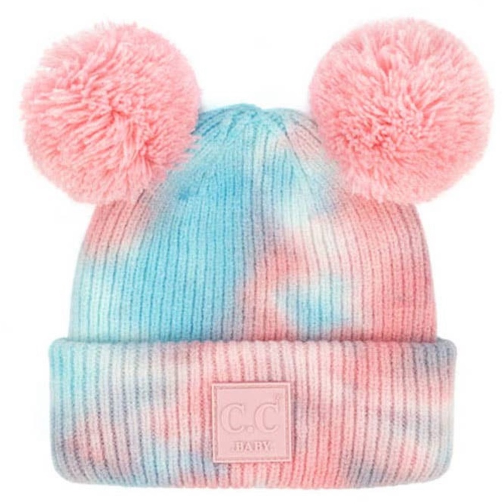 Knitted tie dyed Baby Pom Hat